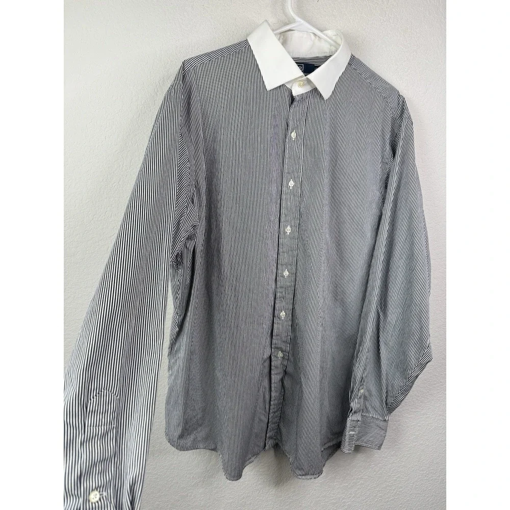 Polo Ralph Lauren Regent Classic Fit Striped Dress Shirt Men's 18 XXL Preppy 90s